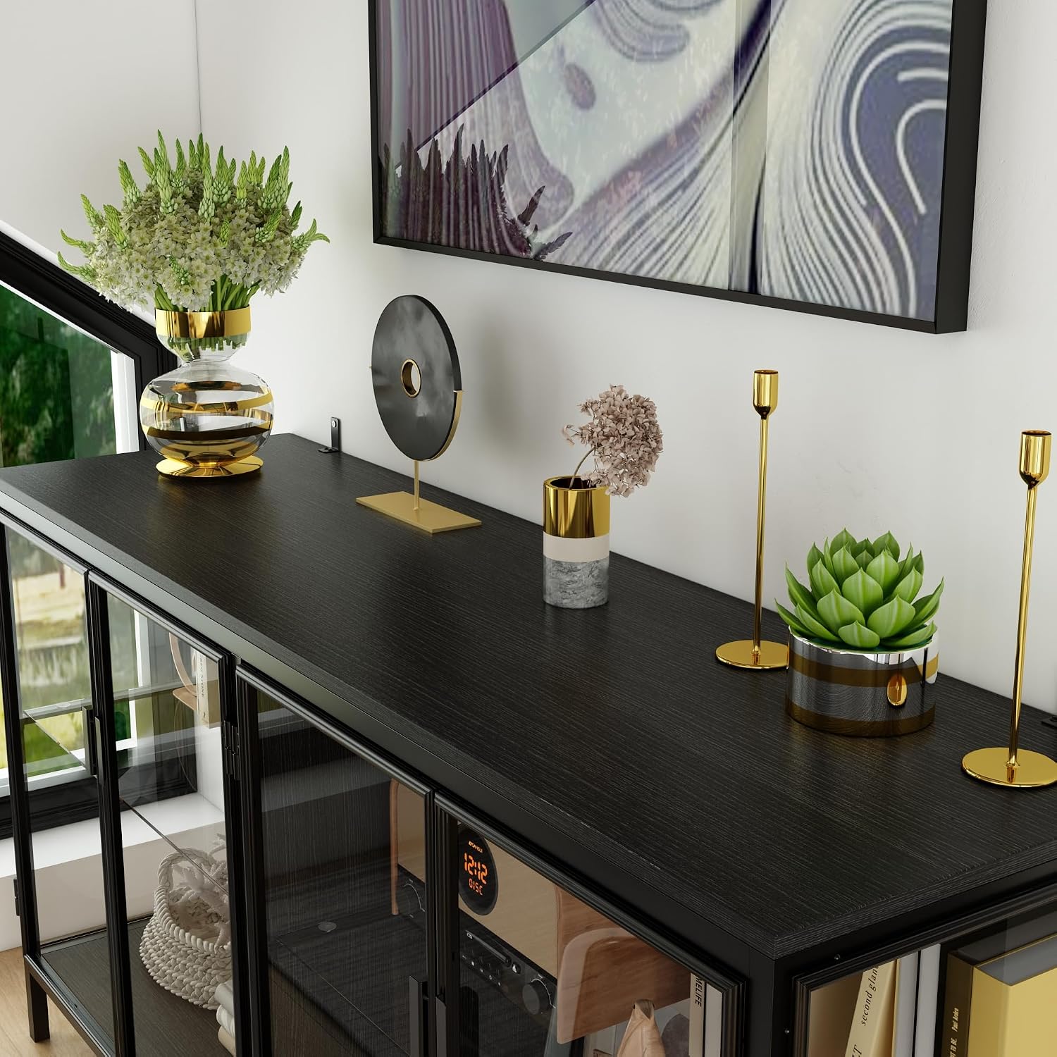 Black LED Display Storage Cabinet