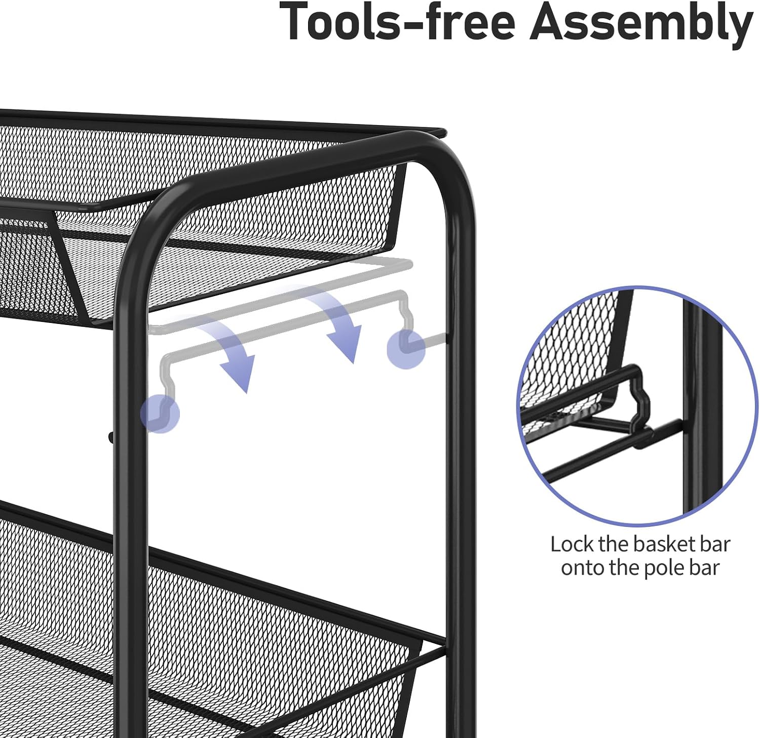4-Tier Rolling Cart with Hooks