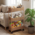 Natural 3-Tier Slim Rolling Storage Cart