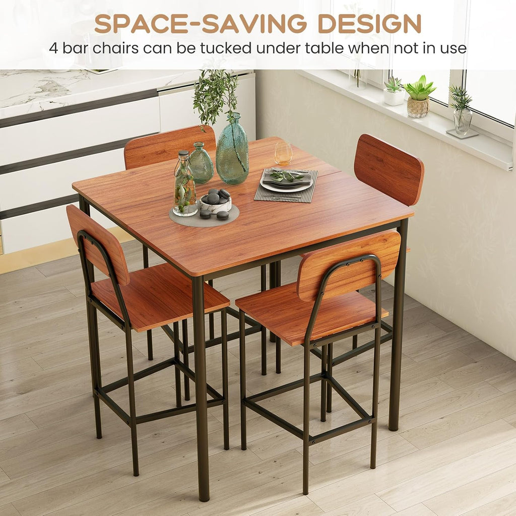 Walnut Industrial Counter Height Dining Set