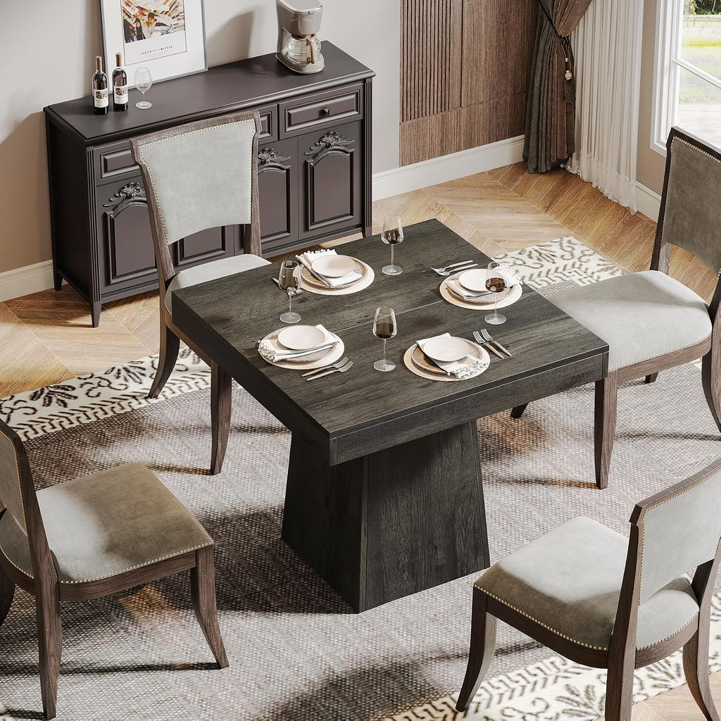 Dark Gray Pedestal Square Dining Table