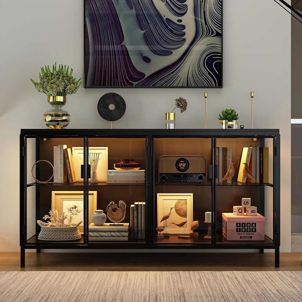 Black LED Display Storage Cabinet