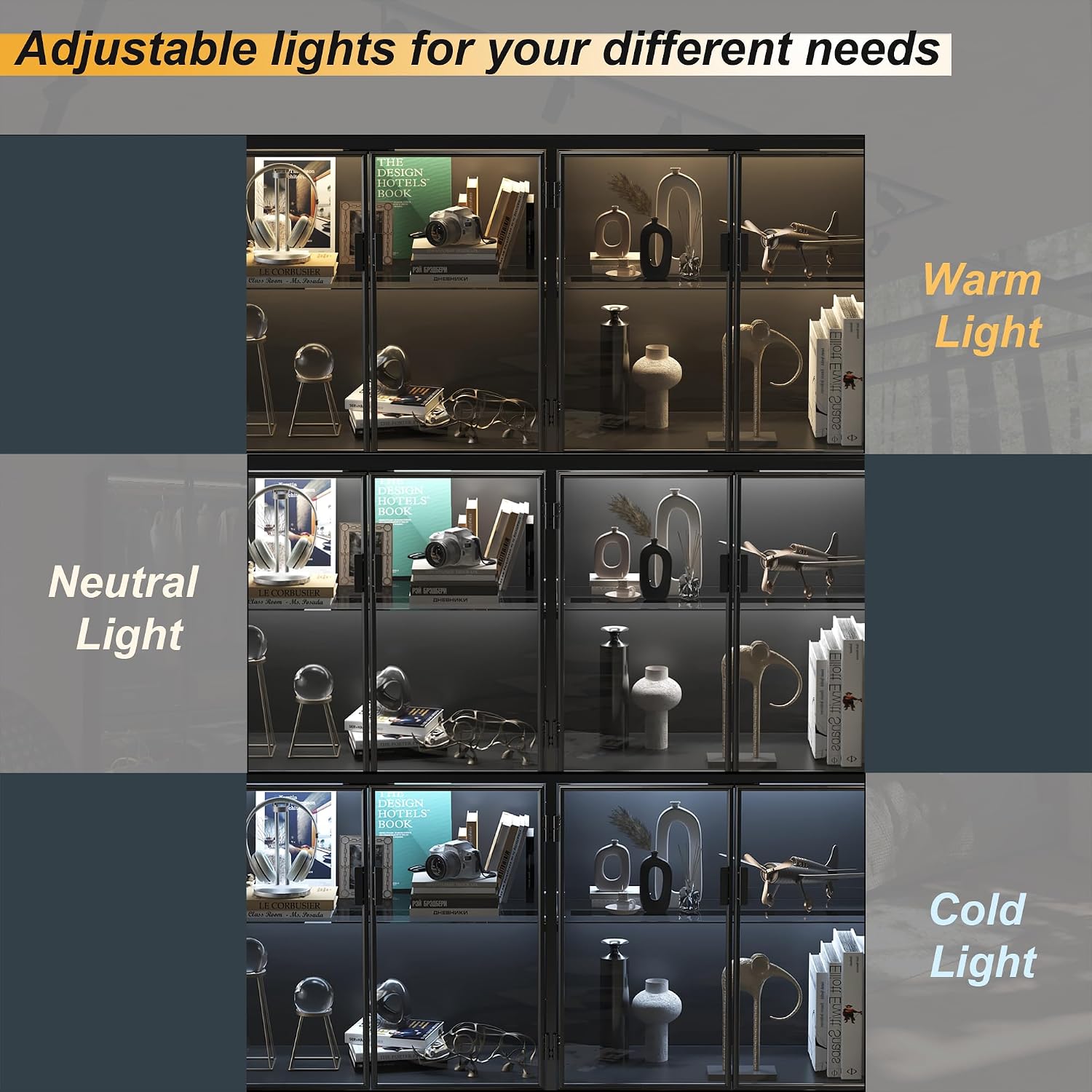 Black LED Display Storage Cabinet