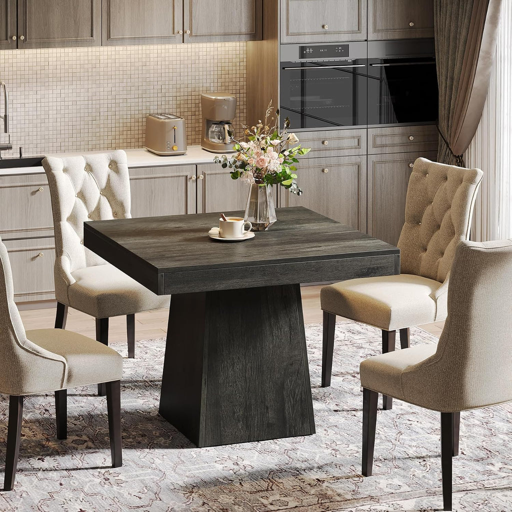 Dark Gray Pedestal Square Dining Table