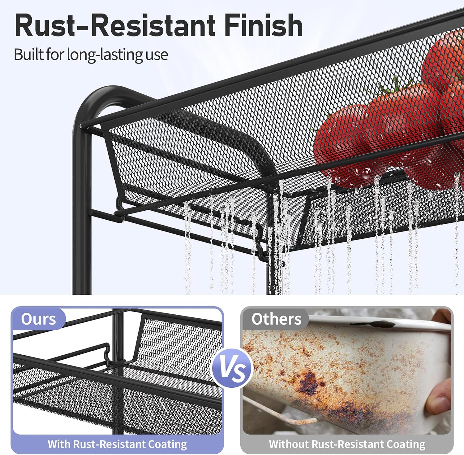 4-Tier Rolling Cart with Hooks