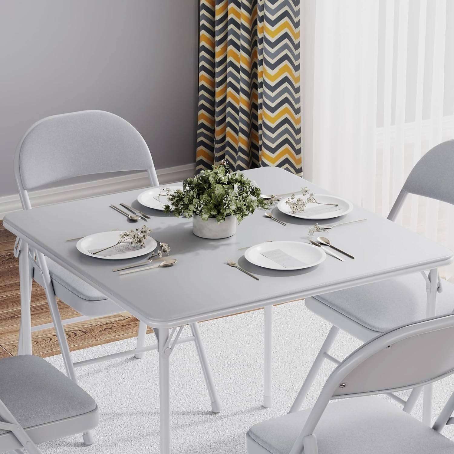 Grey 5pc Folding Table Chair Set