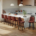 Brown Tufted Counter Height Bar Stools Set of 3
