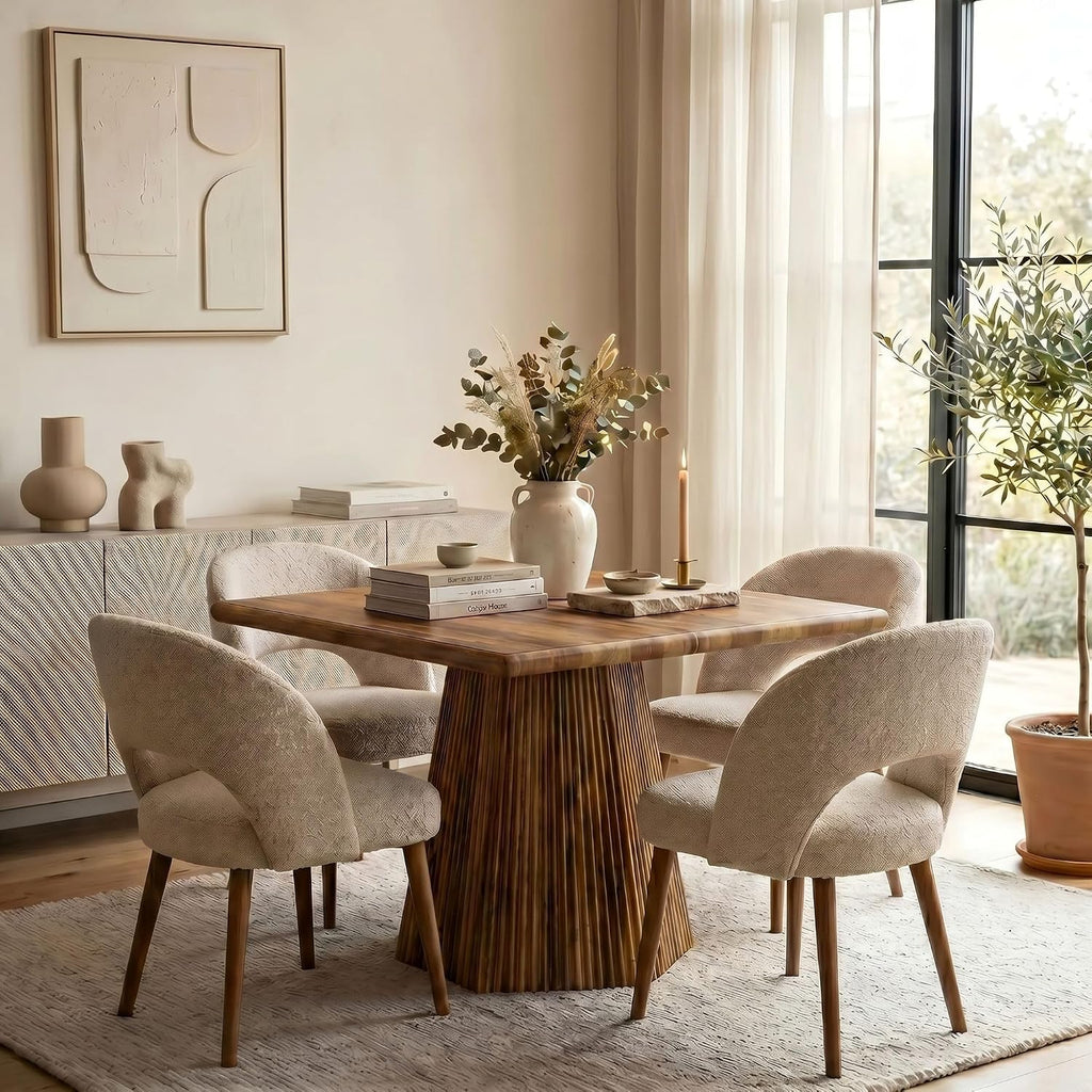 Rustic Brown Pedestal Farmhouse Dining Table