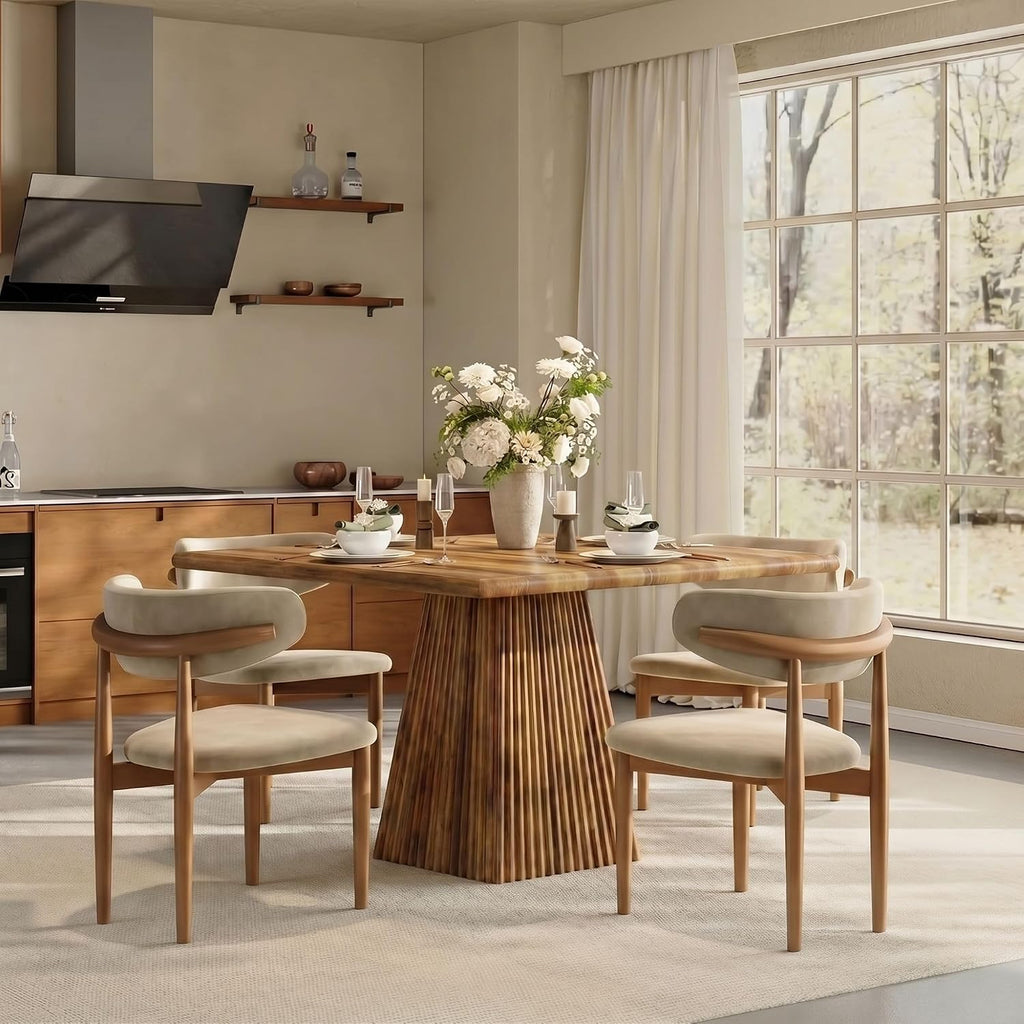 Rustic Brown Pedestal Farmhouse Dining Table
