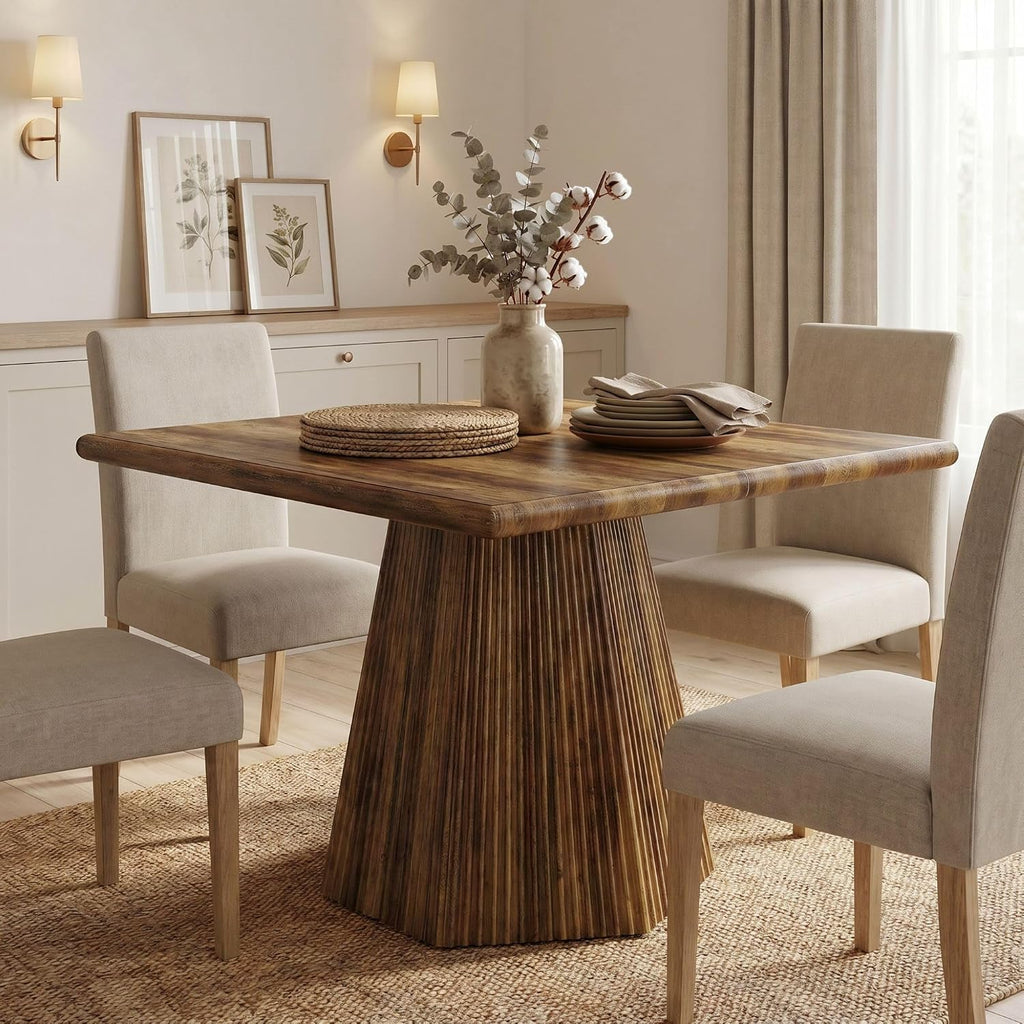 Rustic Brown Pedestal Farmhouse Dining Table