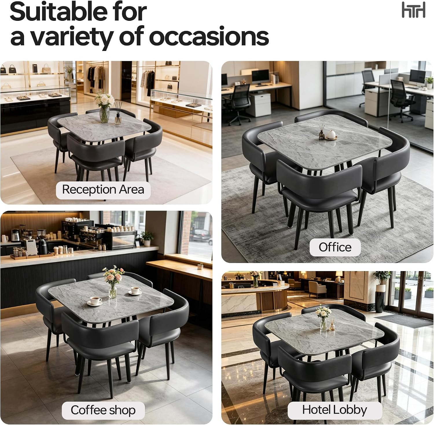 Gray Stone Dining Set for 4