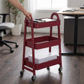 Red 3-Tier Rolling Storage Cart