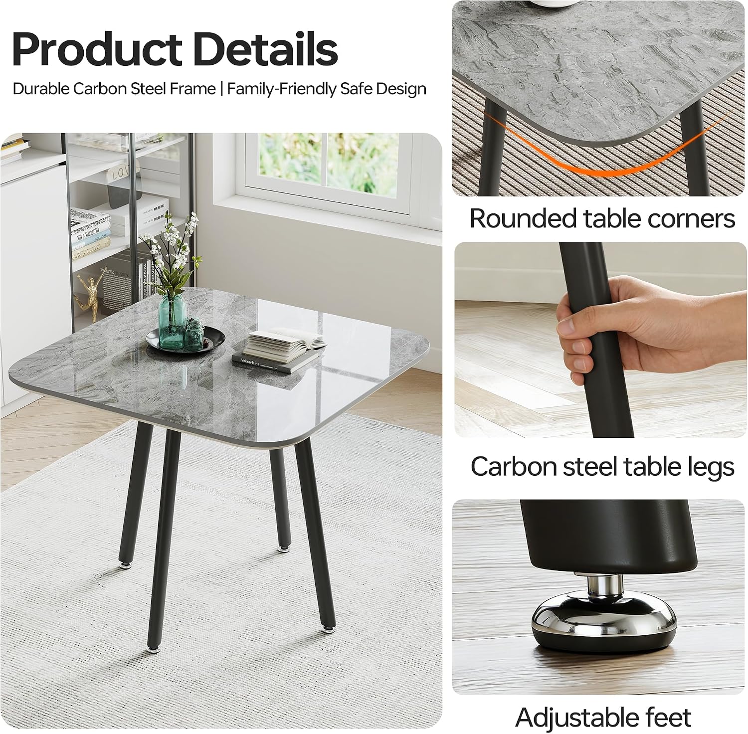 Gray Stone Dining Set for 4