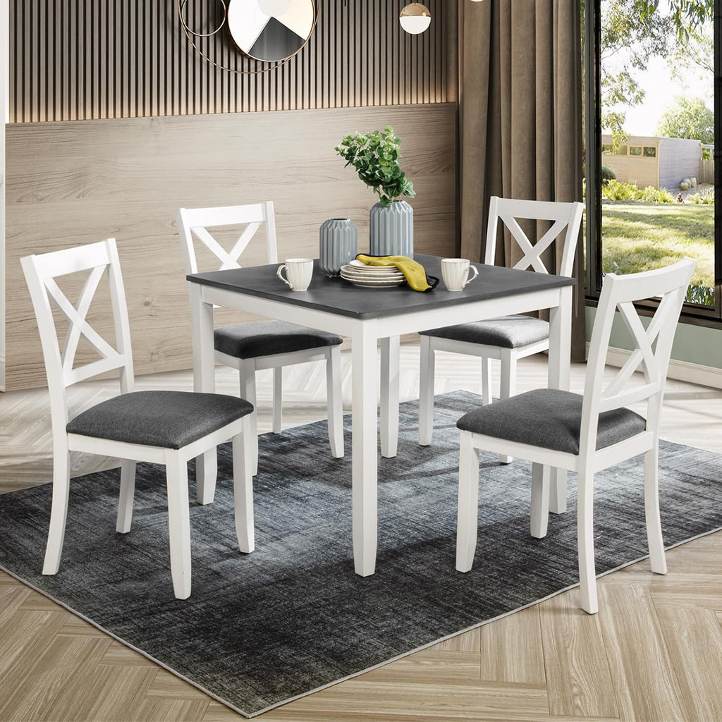 White Gray 5-Piece Dining Set