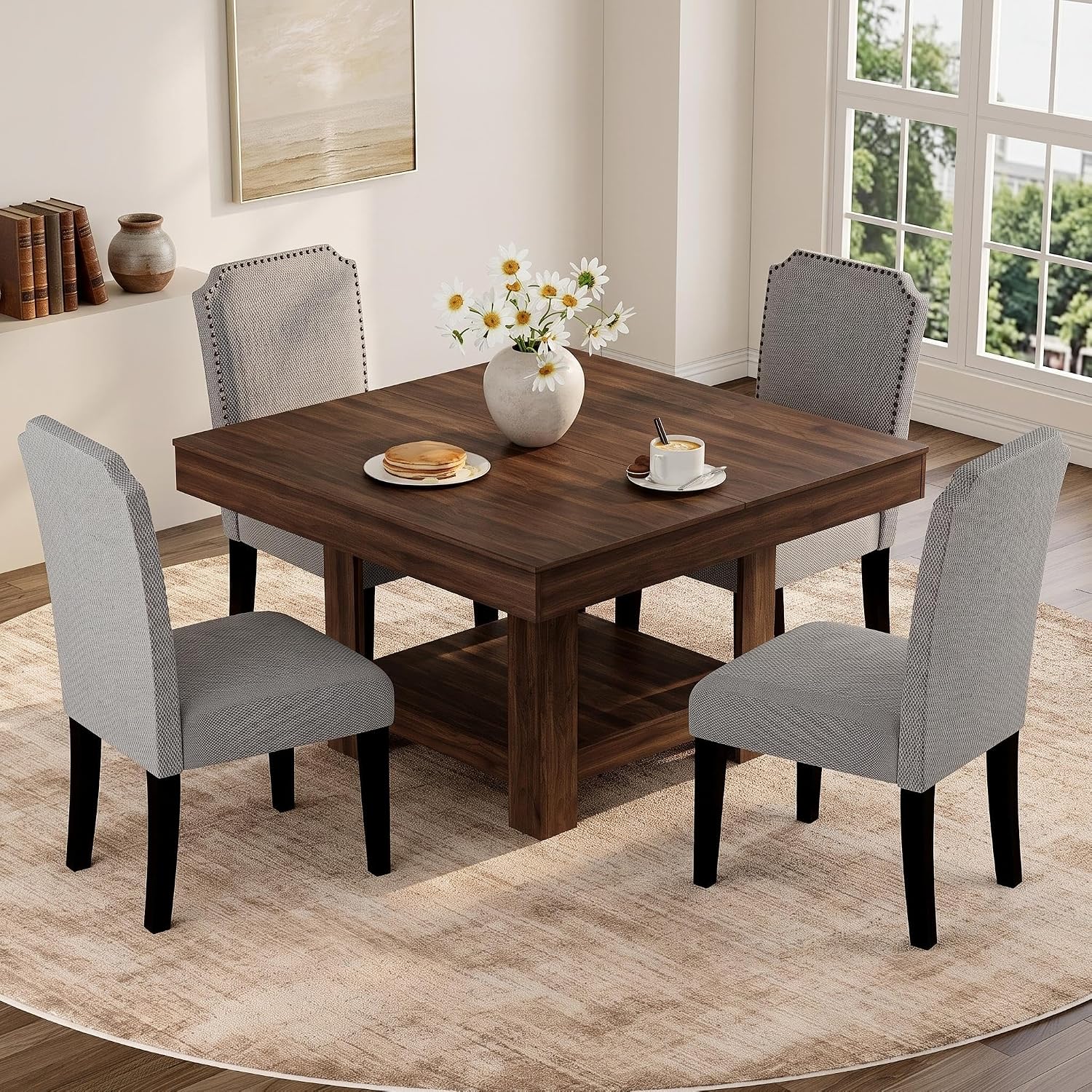 Black 2-Tier Square Dining Table