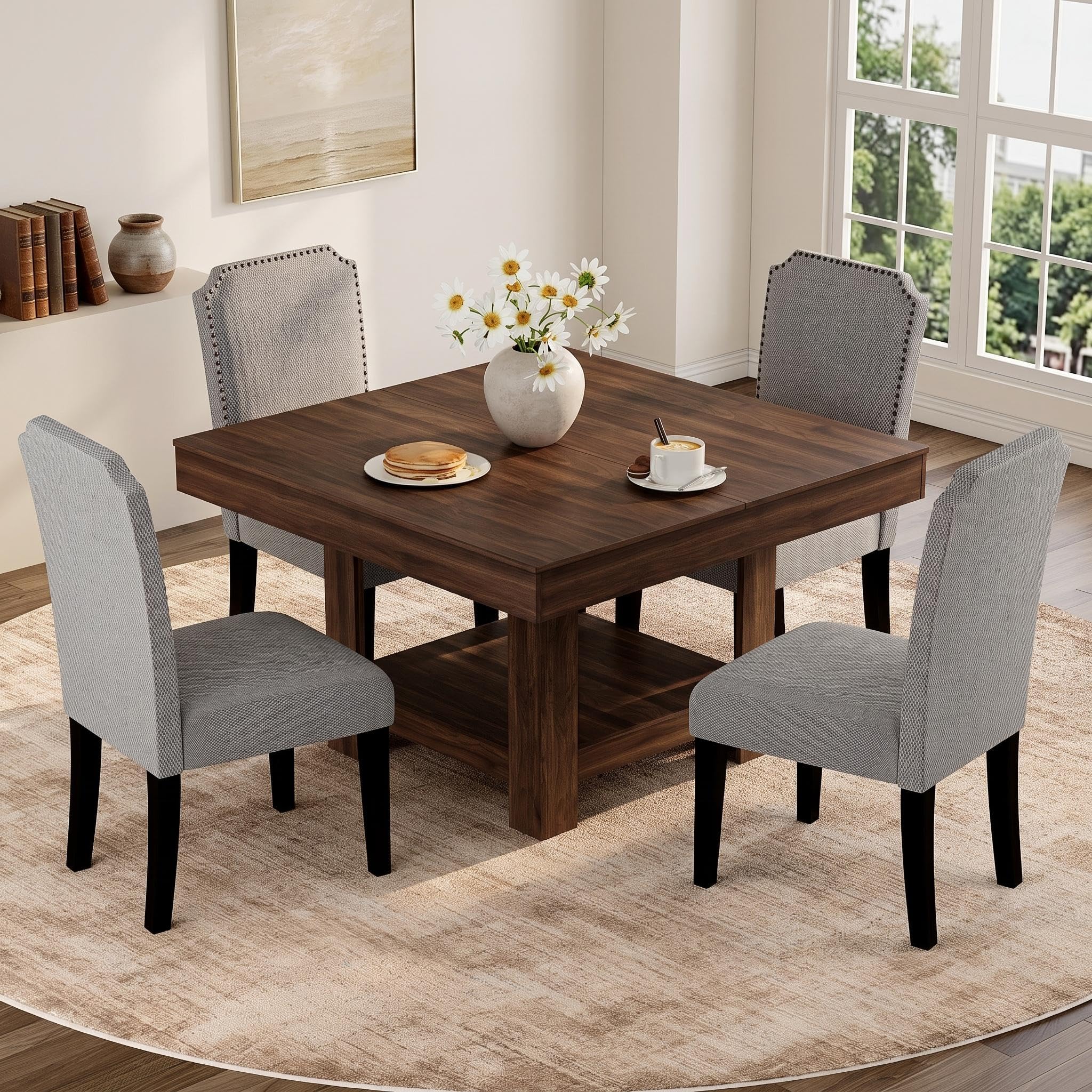 Black 2-Tier Square Dining Table