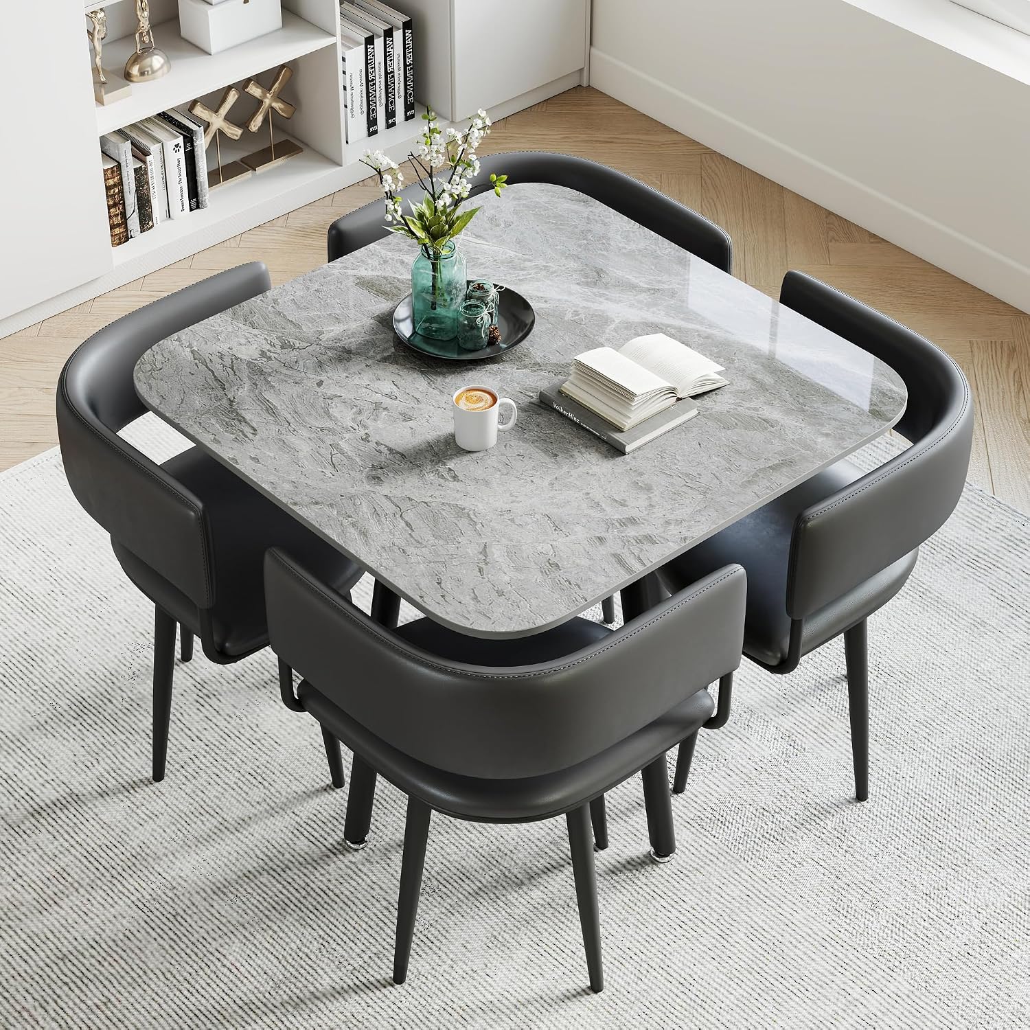 Gray Stone Dining Set for 4