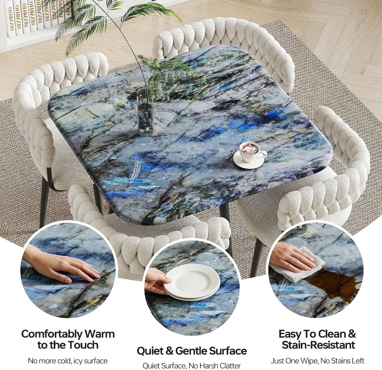 4-Seater Stone Dining Table Set