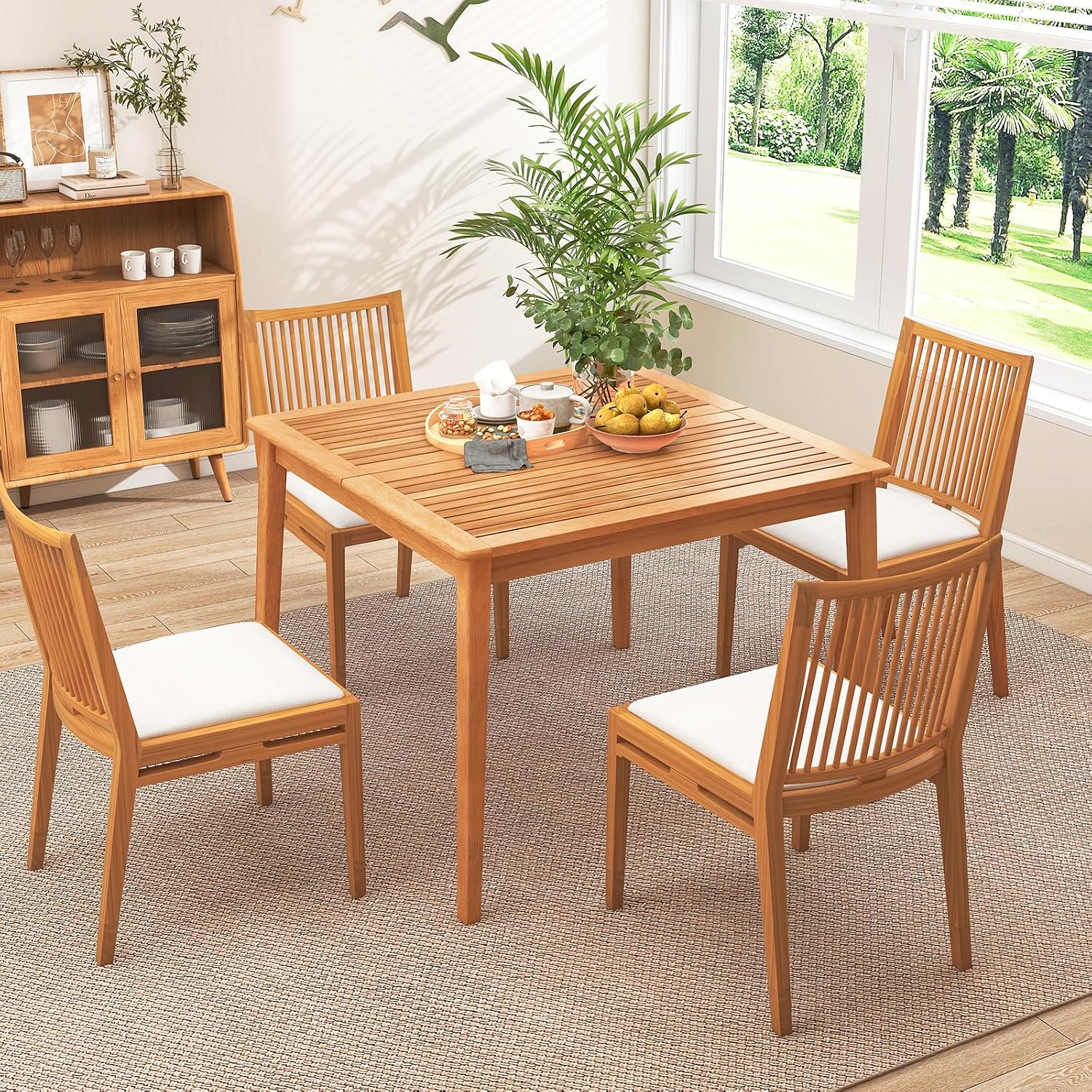 Natural Acacia Patio Square Dining Table