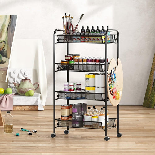4-Tier Rolling Cart with Hooks